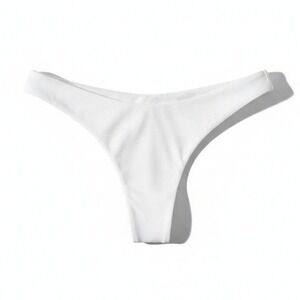 New Small White Lined Bikini Swim Bottoms Booty Brazillian Cheeky Swimsuit